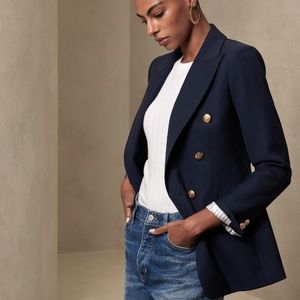 BANANA REPUBLIC Captain's Blazer Double Breasted Suit Jacket in Navy Wool - Sz 2